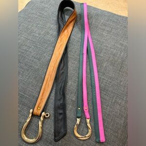 Diane VonFurstenberg large buckle wrap belts six M/L. Black & tan, Green & Pink